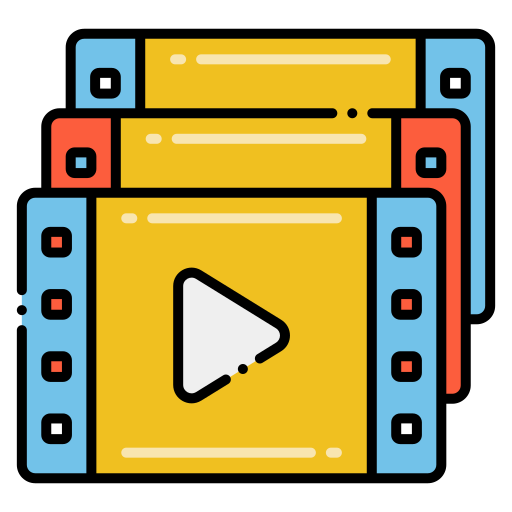 Ícone de claquete representando séries IPTVMove atualizadas diariamente com temporadas completas e episódios novos em poucas horas